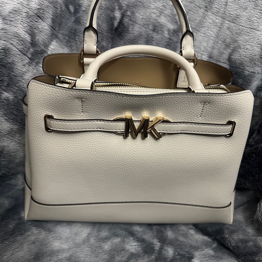Michael Kors Cream Satchel with Gold Accents